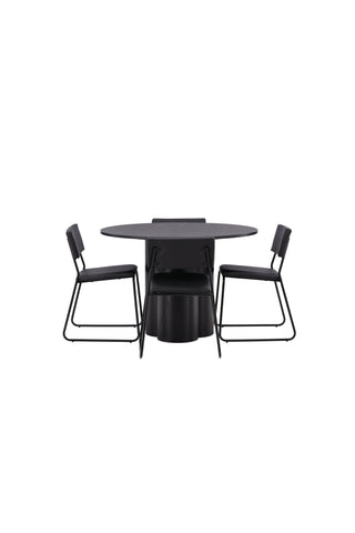Venture Home Olivia Matbord-Svart/Svartfanér+KenthChair-Svart/SvartPU_4