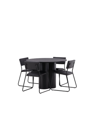 Venture Home Olivia Matbord-Svart/Svartfanér+KenthChair-Svart/SvartPU_4