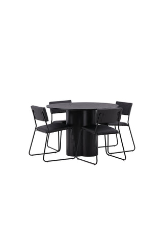 Venture Home Olivia Matbord-Svart/Svartfanér+KenthChair-Svart/SvartPU_4