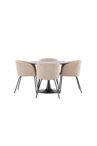 Venture Home Glade Matbord - Svart / Svart MDF +Kenth Stol - Svart / Svart PU _4