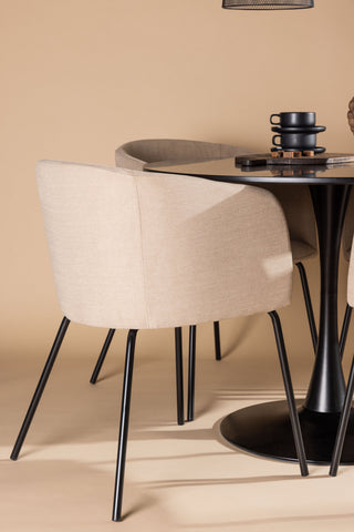 Venture Home Glade Matbord - Svart / Svart MDF +Berit Stol - Svart / Beige Tyg (Polyesterlinne ) _4