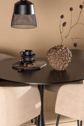 Venture Home Glade Matbord - Svart / Svart MDF +Berit Stol - Svart / Beige Tyg (Polyesterlinne ) _4