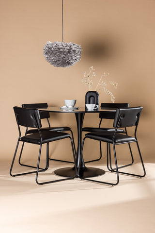 Venture Home Glade Matbord - Svart / Svart MDF +Kenth Stol - Svart / Svart PU _4