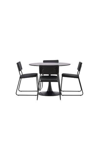 Venture Home Glade Matbord - Svart / Svart MDF +Kenth Stol - Svart / Svart PU _4