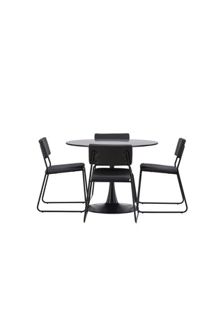 Venture Home Glade Matbord - Svart / Svart MDF +Kenth Stol - Svart / Svart PU _4