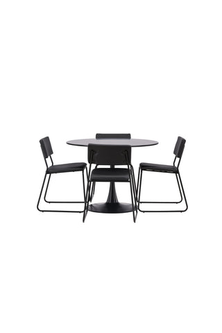 Venture Home Glade Matbord - Svart / Svart MDF +Kenth Stol - Svart / Svart PU _4