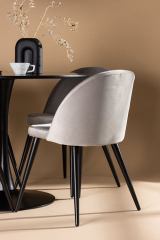 Venture Home Glade Matbord - Svart / Svart MDF + Matstol i sammet - Ljusgrå / Svart _4