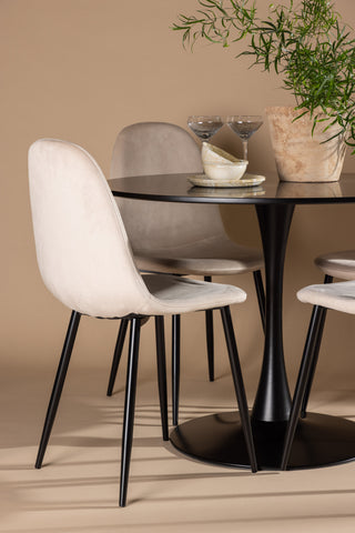 Venture Home Glade Matbord - Svart / Svart MDF + Polar Matstol - Svarta ben / Beige sammet _4