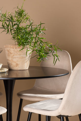 Venture Home Glade Matbord - Svart / Svart MDF + Polar Matstol - Svarta ben / Beige sammet _4