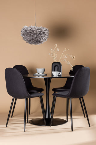 Venture Home Glade Matbord - Svart / Svart MDF +Polar Matstol - Svarta Ben - Svart Tyg _4