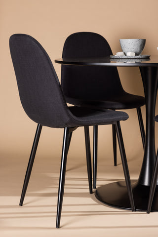 Venture Home Glade Matbord - Svart / Svart MDF +Polar Matstol - Svarta Ben - Svart Tyg _4