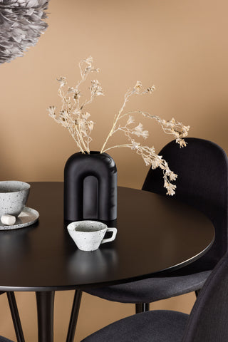 Venture Home Glade Matbord - Svart / Svart MDF +Polar Matstol - Svarta Ben - Svart Tyg _4