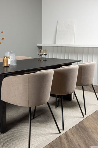 Venture Home Vail Matbord - Svart / Rökt Svart MDF +Berit Stol - Svart / Beige Tyg (Polyesterlinne) _6
