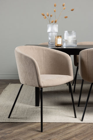 Venture Home Vail Matbord - Svart / Rökt Svart MDF +Berit Stol - Svart / Beige Tyg (Polyesterlinne) _6