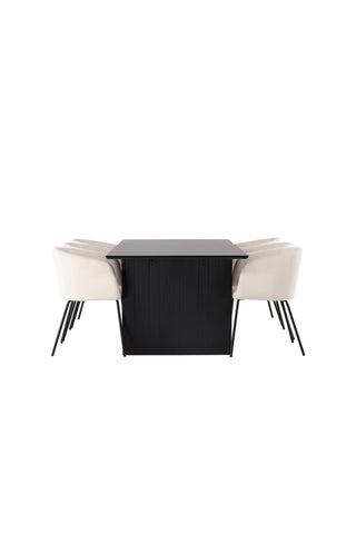 Venture Home Vail Matbord - Svart / Rökt Svart MDF +Kenth Stol - Svart / Svart PU _6