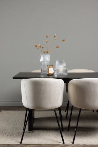 Venture Home Vail Matbord - Svart / Rökt Svart MDF +Berit Stol - Svart / Beige Sammet _6