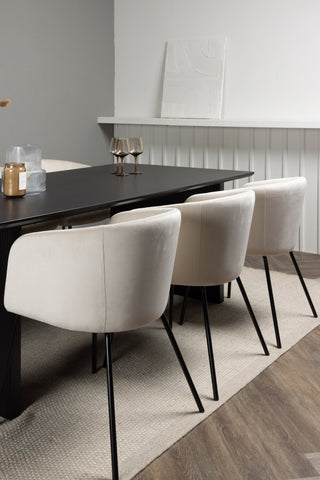 Venture Home Vail Matbord - Svart / Rökt Svart MDF +Berit Stol - Svart / Beige Sammet _6