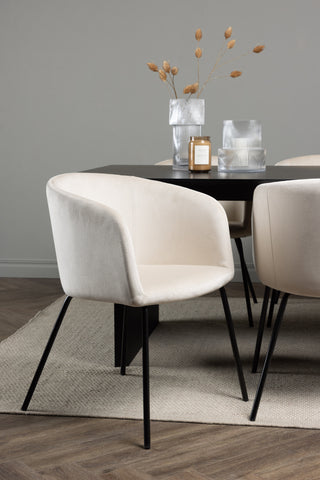 Venture Home Vail Matbord - Svart / Rökt Svart MDF +Berit Stol - Svart / Beige Sammet _6