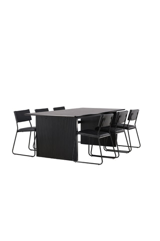 Venture Home Vail Matbord - Svart / Rökt Svart MDF +Kenth Stol - Svart / Svart PU _6