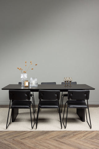 Venture Home Vail Matbord - Svart / Rökt Svart MDF +Kenth Stol - Svart / Svart PU _6
