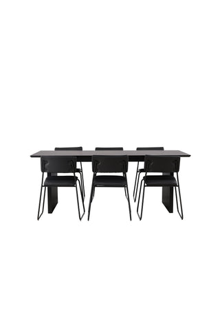 Venture Home Vail Matbord - Svart / Rökt Svart MDF +Kenth Stol - Svart / Svart PU _6