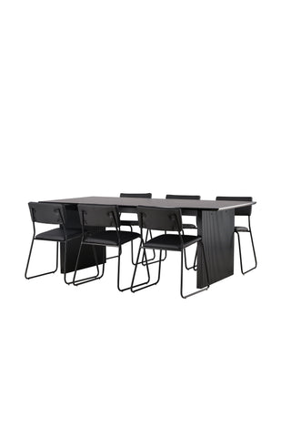 Venture Home Vail Matbord - Svart / Rökt Svart MDF +Kenth Stol - Svart / Svart PU _6