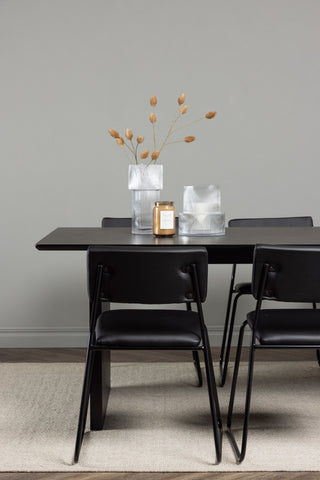 Venture Home Vail Matbord - Svart / Rökt Svart MDF +Kenth Stol - Svart / Svart PU _6