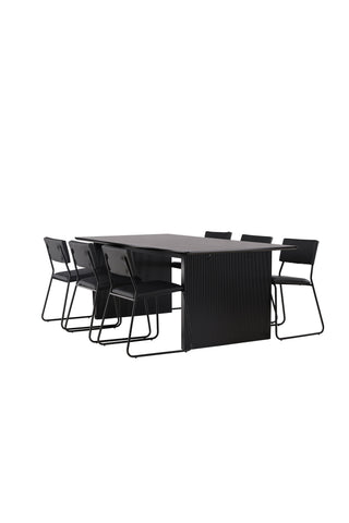 Venture Home Vail Matbord - Svart / Rökt Svart MDF +Kenth Stol - Svart / Svart PU _6