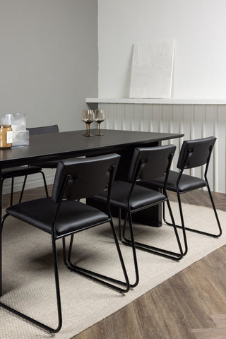 Venture Home Vail Matbord - Svart / Rökt Svart MDF +Kenth Stol - Svart / Svart PU _6