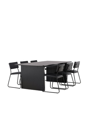 Venture Home Vail Matbord - Svart / Rökt Svart MDF +Kenth Stol - Svart / Svart PU _6