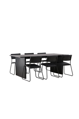 Venture Home Vail Matbord - Svart / Rökt Svart MDF +Kenth Stol - Svart / Svart PU _6