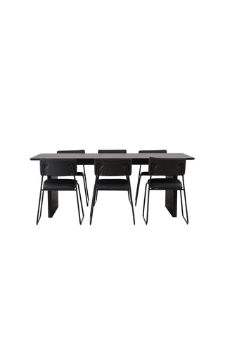 Venture Home Vail Matbord - Svart / Rökt Svart MDF +Kenth Stol - Svart / Svart PU _6