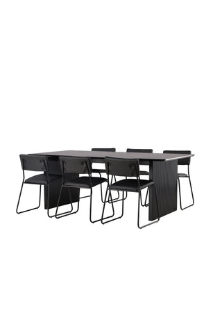 Venture Home Vail Matbord - Svart / Rökt Svart MDF +Kenth Stol - Svart / Svart PU _6