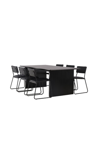 Venture Home Vail Matbord - Svart / Rökt Svart MDF +Kenth Stol - Svart / Svart PU _6