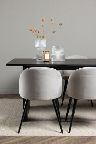 Venture Home Vail Matbord - Svart / Rökt Svart MDF + Matstol i sammet - Ljusgrå / Svart _6