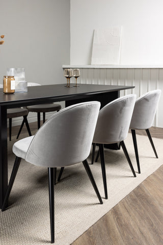 Venture Home Vail Matbord - Svart / Rökt Svart MDF + Matstol i sammet - Ljusgrå / Svart _6