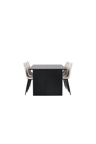 Venture Home Vail Matbord - Svart / Rökt Svart MDF +Polar Matstol - Svarta Ben - Svart Tyg _6