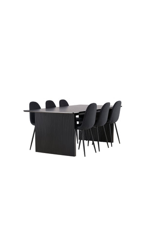 Venture Home Vail Matbord - Svart / Rökt Svart MDF +Polar Matstol - Svarta Ben - Svart Tyg _6