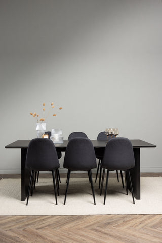 Venture Home Vail Matbord - Svart / Rökt Svart MDF +Polar Matstol - Svarta Ben - Svart Tyg _6