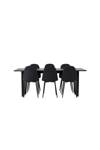 Venture Home Vail Matbord - Svart / Rökt Svart MDF +Polar Matstol - Svarta Ben - Svart Tyg _6