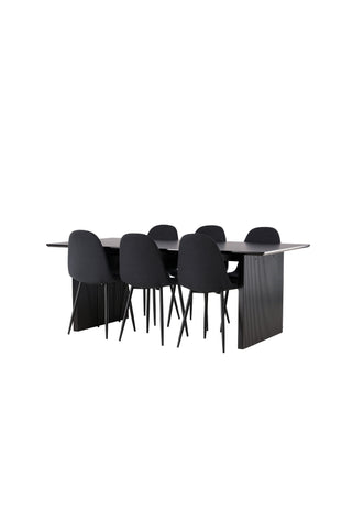 Venture Home Vail Matbord - Svart / Rökt Svart MDF +Polar Matstol - Svarta Ben - Svart Tyg _6