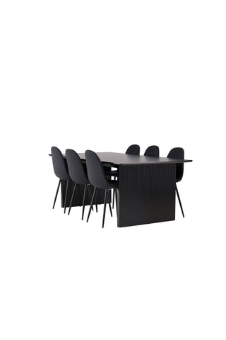 Venture Home Vail Matbord - Svart / Rökt Svart MDF +Polar Matstol - Svarta Ben - Svart Tyg _6