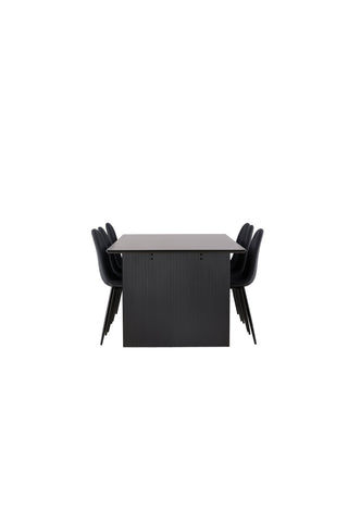 Venture Home Vail Matbord - Svart / Rökt Svart MDF +Polar Matstol - Svarta Ben - Svart Tyg _6