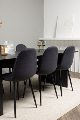 Venture Home Vail Matbord - Svart / Rökt Svart MDF +Polar Matstol - Svarta Ben - Svart Tyg _6