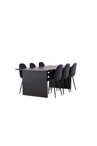 Venture Home Vail Matbord - Svart / Rökt Svart MDF +Polar Matstol - Svarta Ben - Svart Tyg _6