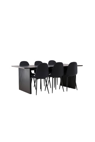 Venture Home Vail Matbord - Svart / Rökt Svart MDF +Polar Matstol - Svarta Ben - Svart Tyg _6