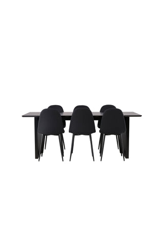 Venture Home Vail Matbord - Svart / Rökt Svart MDF +Polar Matstol - Svarta Ben - Svart Tyg _6