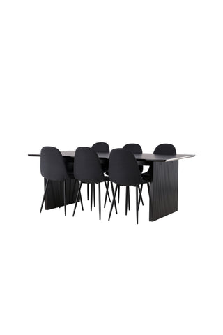 Venture Home Vail Matbord - Svart / Rökt Svart MDF +Polar Matstol - Svarta Ben - Svart Tyg _6