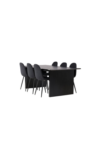 Venture Home Vail Matbord - Svart / Rökt Svart MDF +Polar Matstol - Svarta Ben - Svart Tyg _6