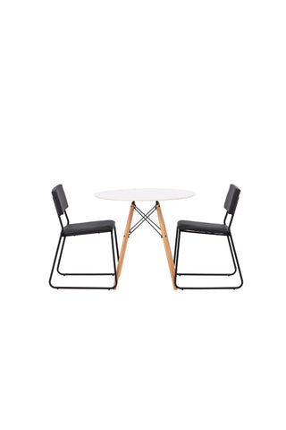 Venture Home Danburi Matbord - Woodlook / Woodlook MDF +Kenth Stol - Svart / Svart PU _2